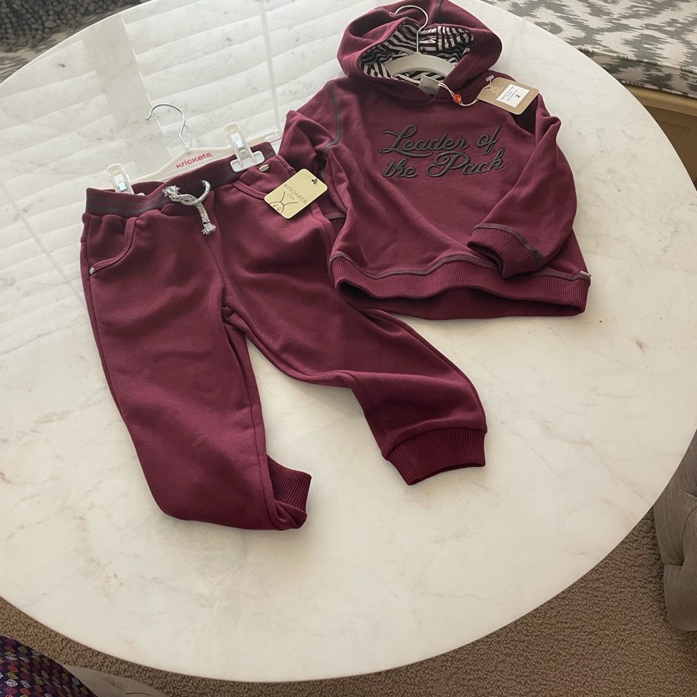 Leader of the Pack Kids Burgundy Hoodie and Pants Set